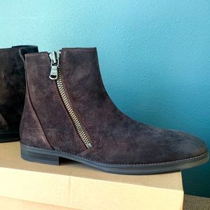 JOHN VARVATOS Star Suede Zip Boots, New (never worn), Espresso